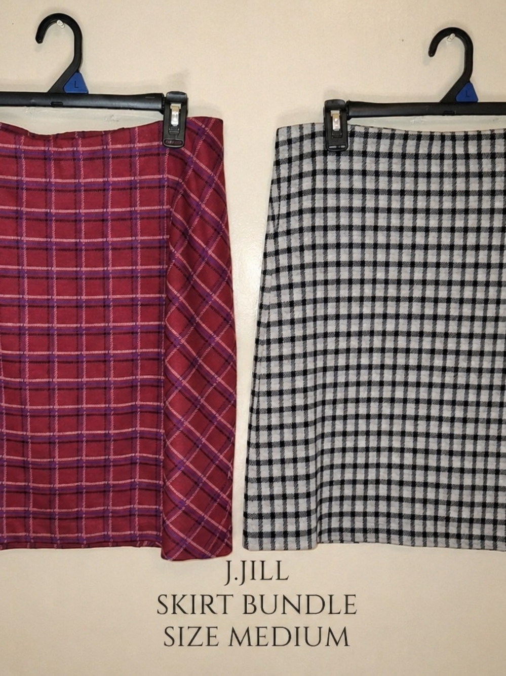 J. Jill Red Plaid & Black/White Check Mini Skirt Duo